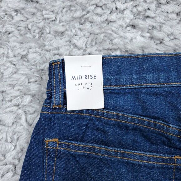 Lucky Brand Mid Rise Cut Off Shorts Women's Size 4 27 Dark Wash Blue Dawn - Picture 4 of 11